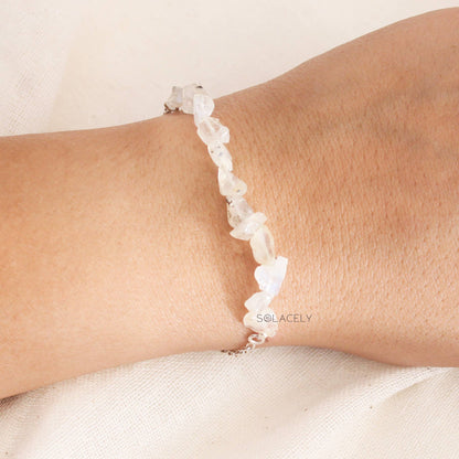 Sterling Silver Crystal Chip Adjustable Bracelet