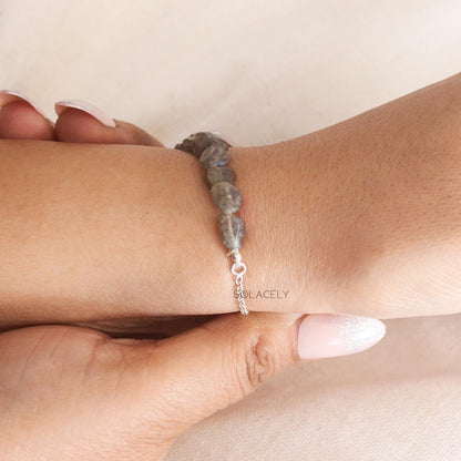 Sterling Silver Crystal Chip Adjustable Bracelet