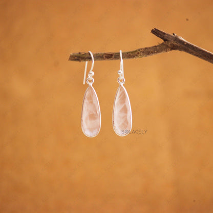 Dangle Drop Sterling Silver Faceted Crystal Earrings