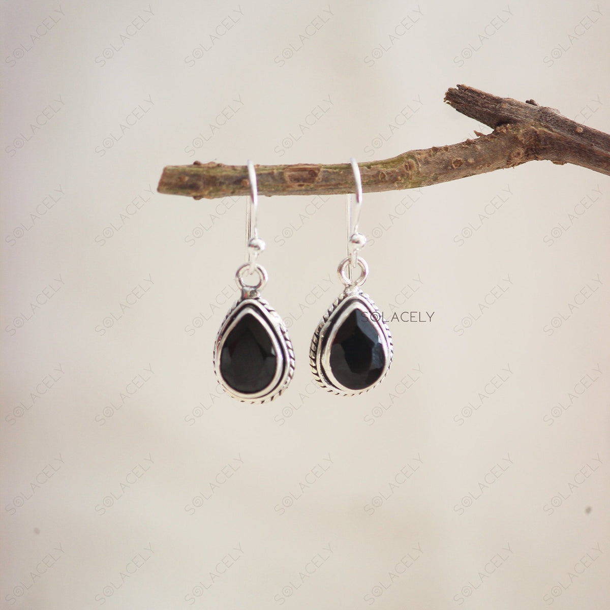 Sterling Silver Black Onyx Crystal Earrings