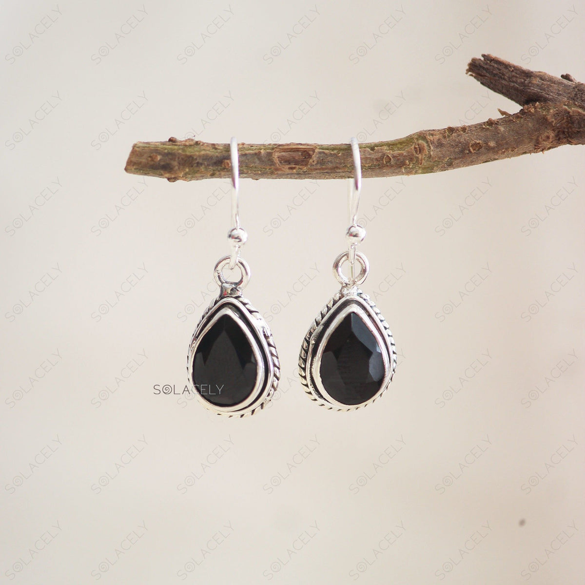 Sterling Silver Black Onyx Crystal Earrings