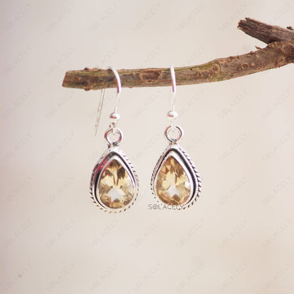 Sterling Silver Citrine Crystal Earrings