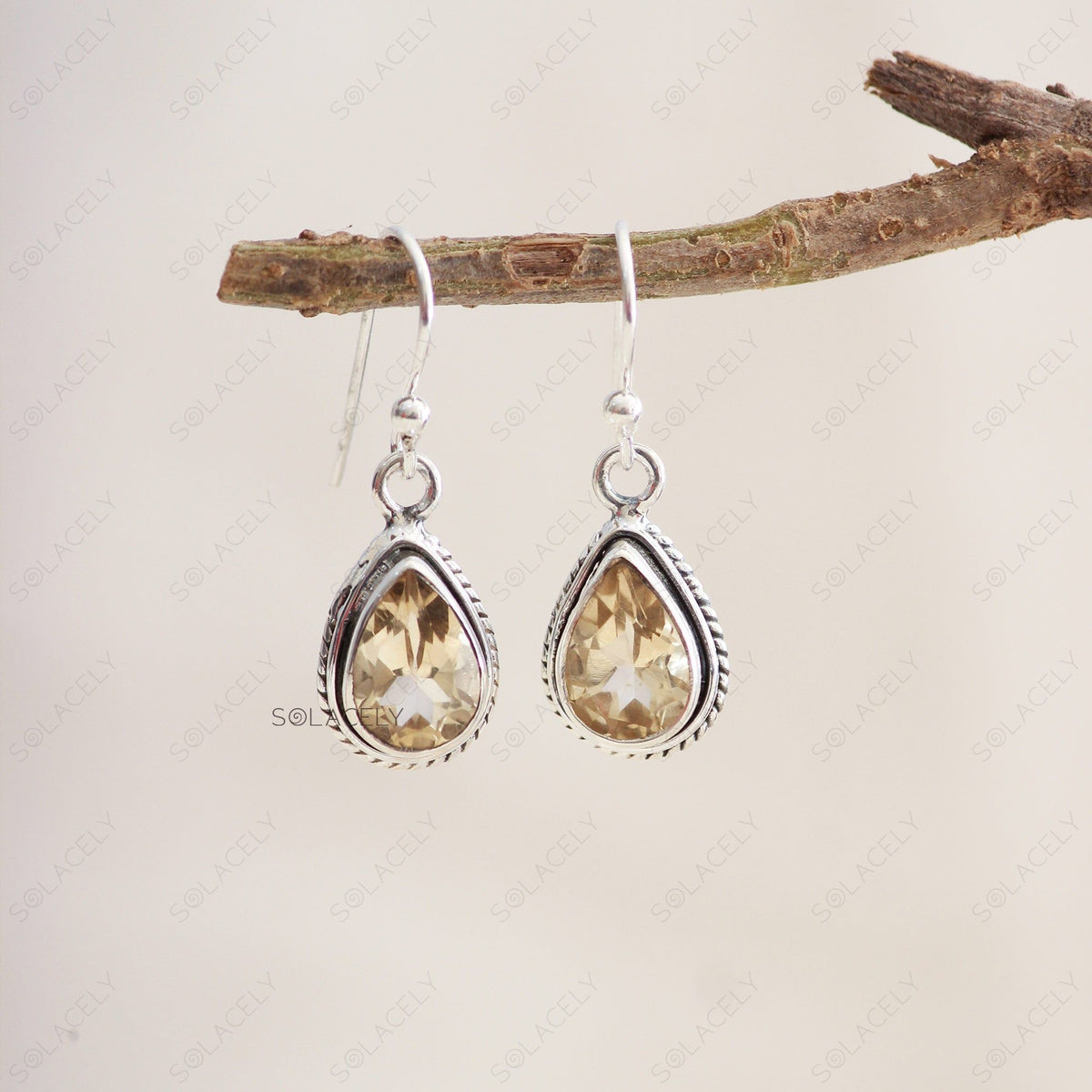 Sterling Silver Citrine Crystal Earrings