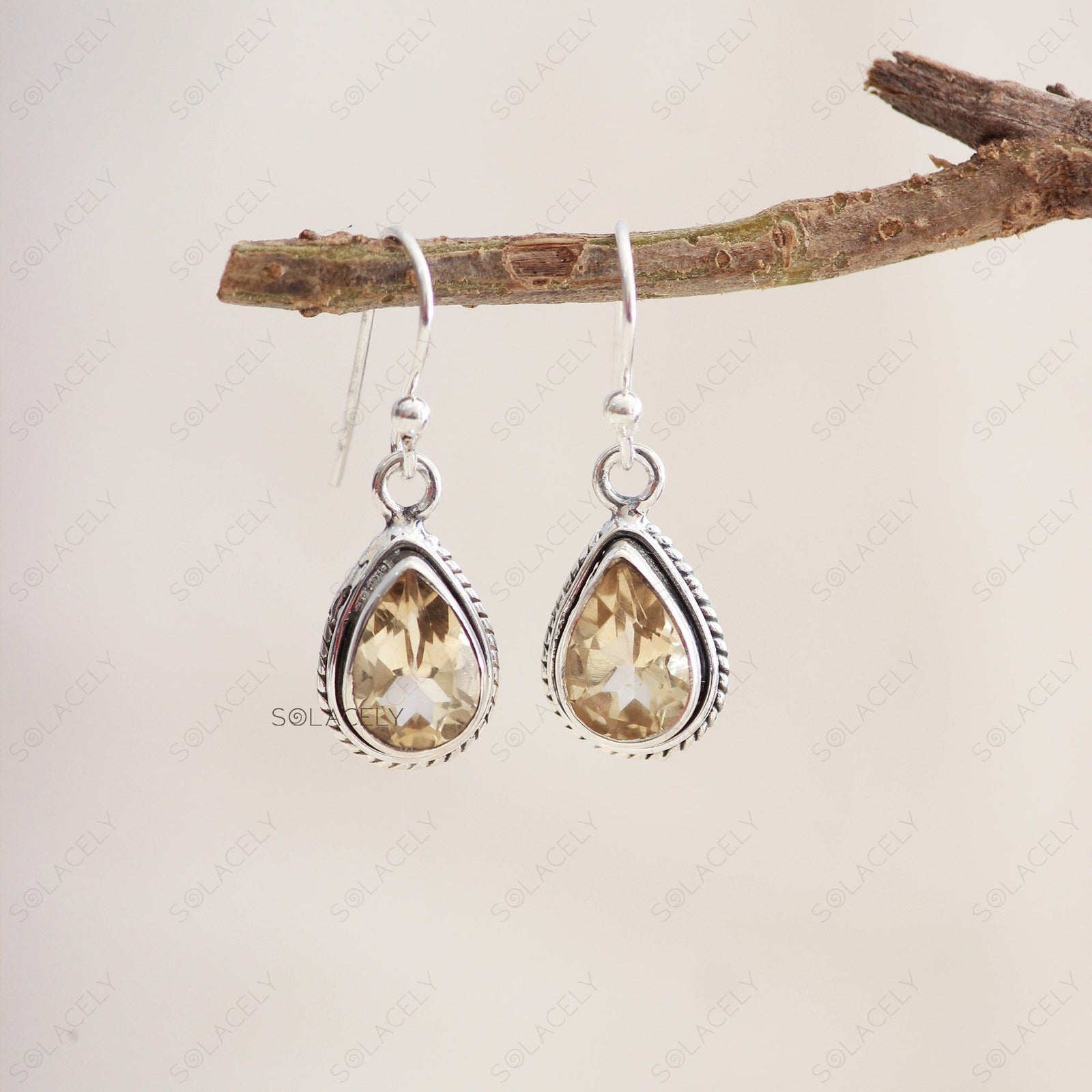 Sterling Silver Citrine Crystal Earrings