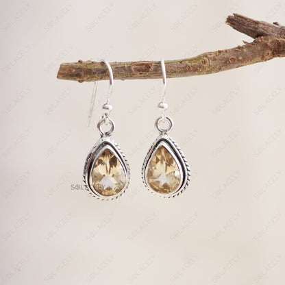 Sterling Silver Citrine Crystal Earrings