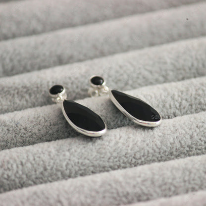 Sparkling Pear Cut Black Onyx Crystal Earrings