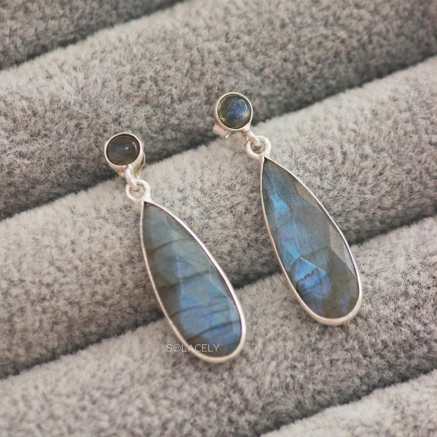 Faceted Pear Shape Sterling Silver Crystal Earrings