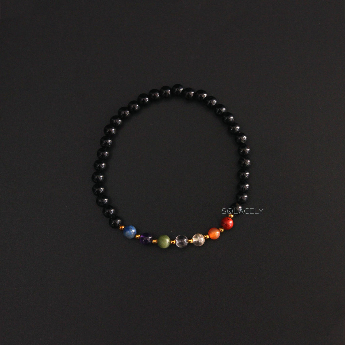 Seven Chakra Bracelet with Black Tourmaline