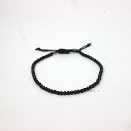 Black Tourmaline Anklet with 4mm Faceted Beads