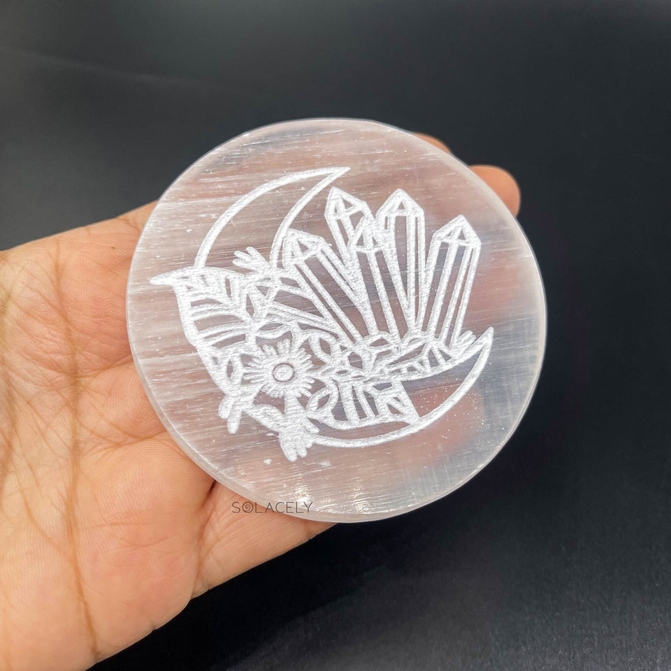 Selenite Charging Plate - Lunar Bloom