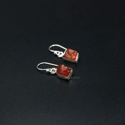 Raw Crystal Sterling Silver Drop Earrings