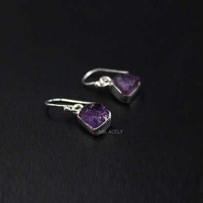 Raw Crystal Sterling Silver Drop Earrings