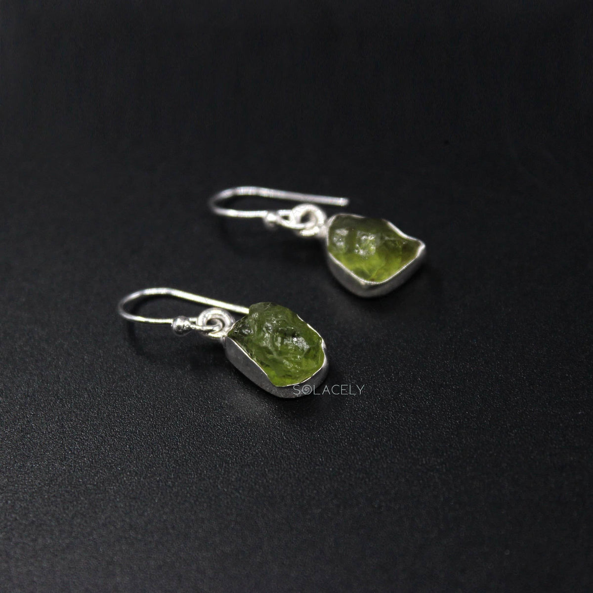 Raw Crystal Sterling Silver Drop Earrings