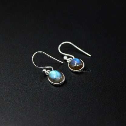 Dainty Oval Shape Sterling Silver Crystal Earrings