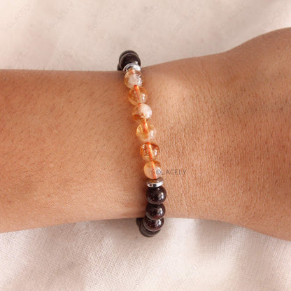 Citrine and Red Garnet Crystal Bracelet