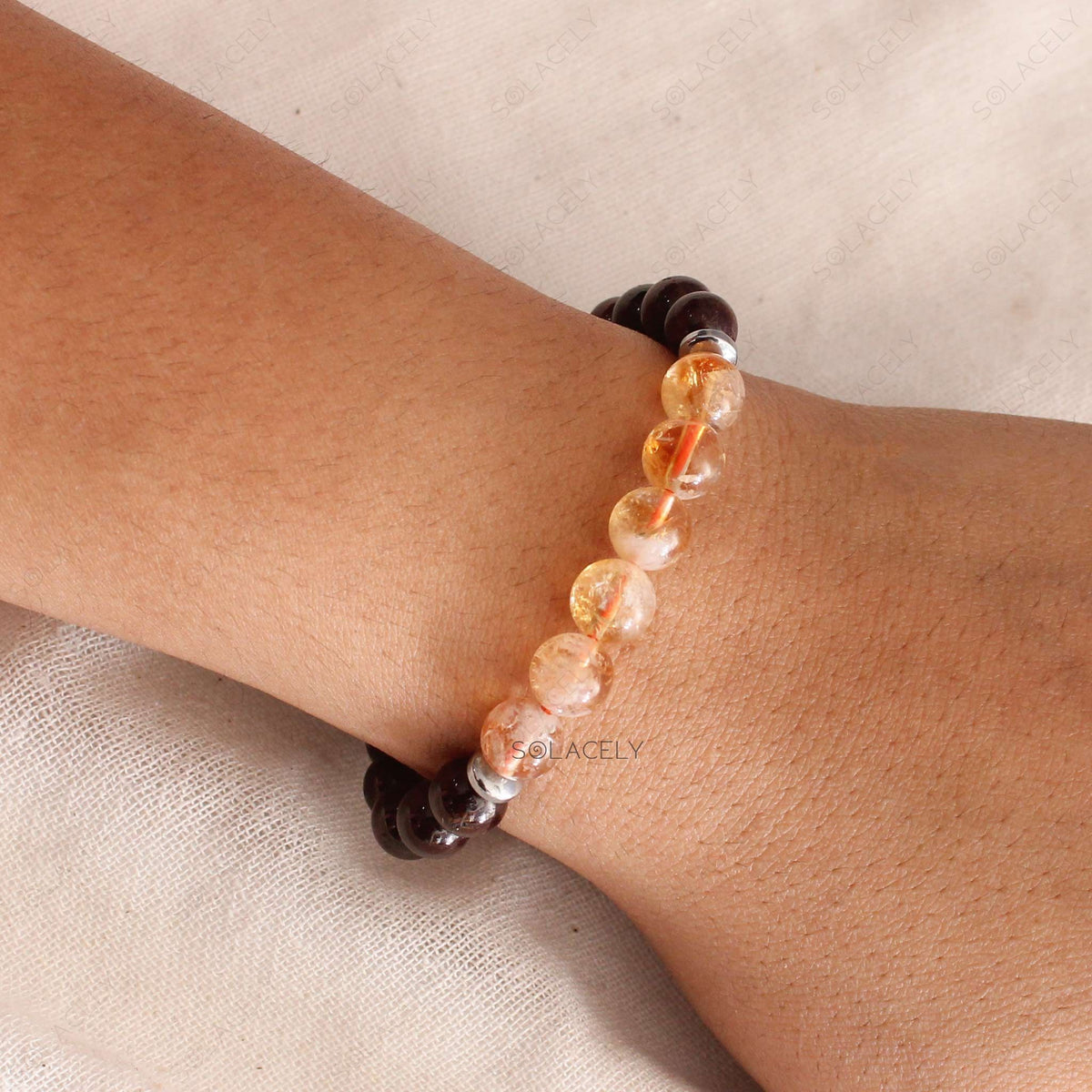 Citrine and Red Garnet Crystal Bracelet