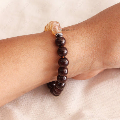 Citrine and Red Garnet Crystal Bracelet