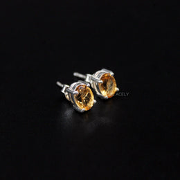 Dainty Citrine Sterling Silver Stud Earrings