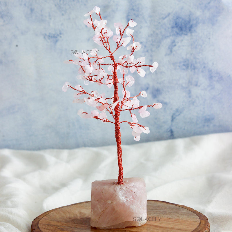 Rose Quartz Crystal Tree with Rose Quartz Base