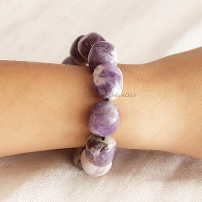 Amethyst Tumble Crystal Bracelet on wrist