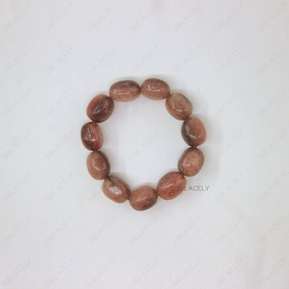 Strawberry Quartz Tumble Crystal Bracelet on white background