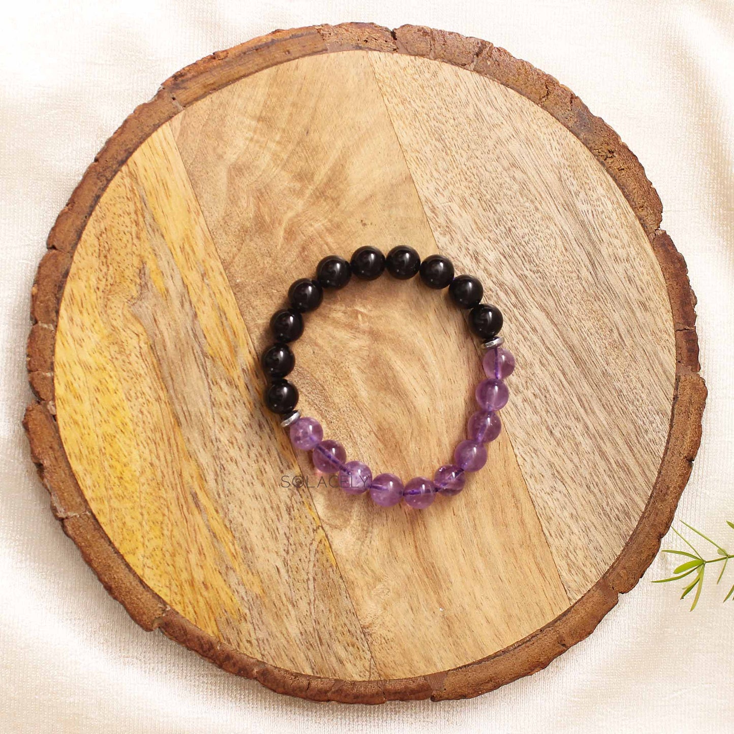 Amethyst and Black Tourmaline - 8mm Beads