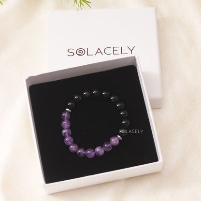 Amethyst and Black Tourmaline Bracelet