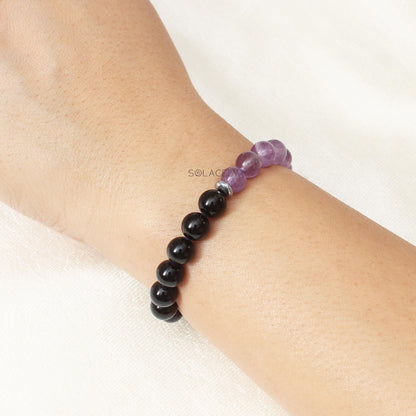 Amethyst and Black Tourmaline Bracelet