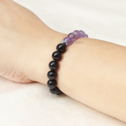 Amethyst and Black Tourmaline Bracelet