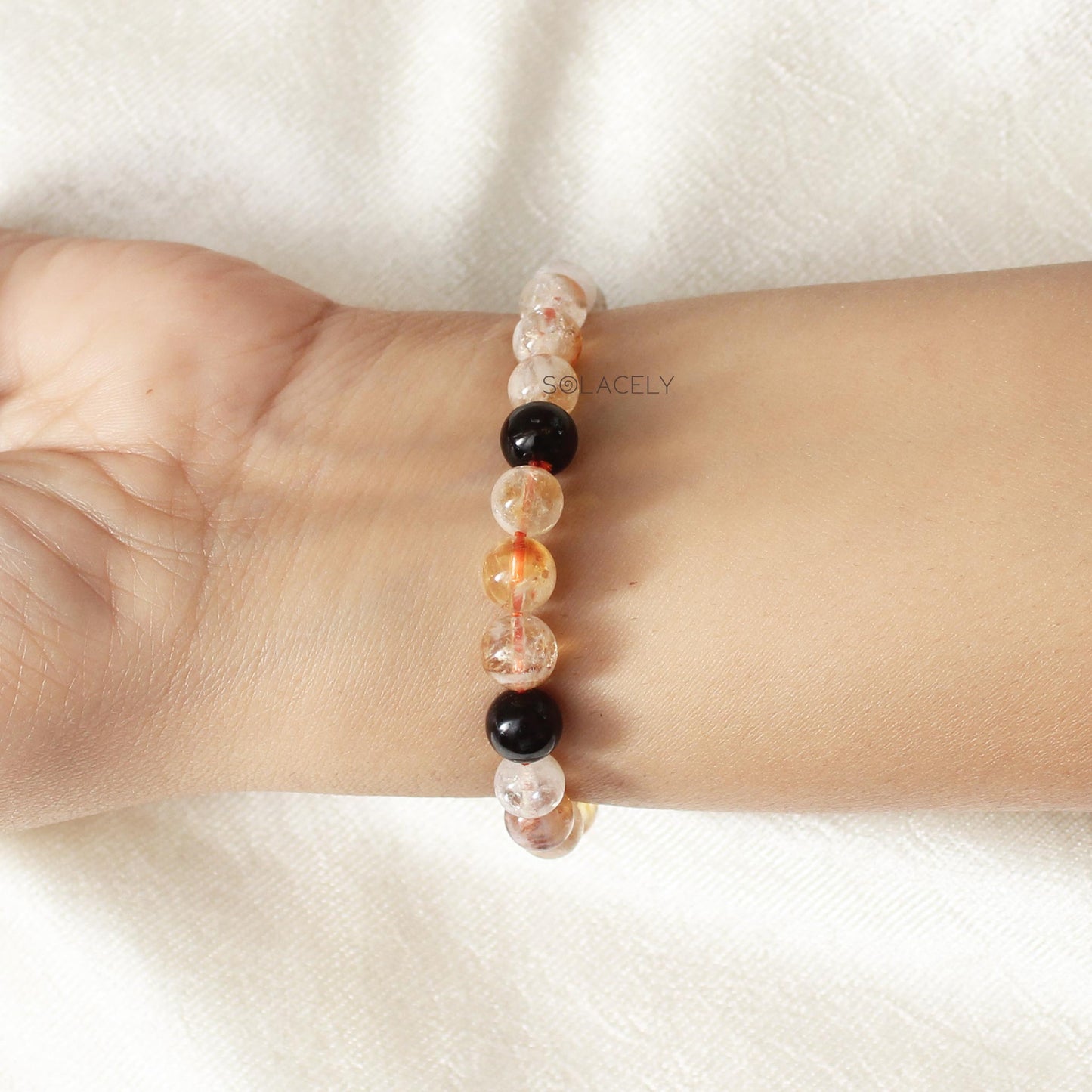 Black Tourmaline and Citrine Bracelet - 8mm beads