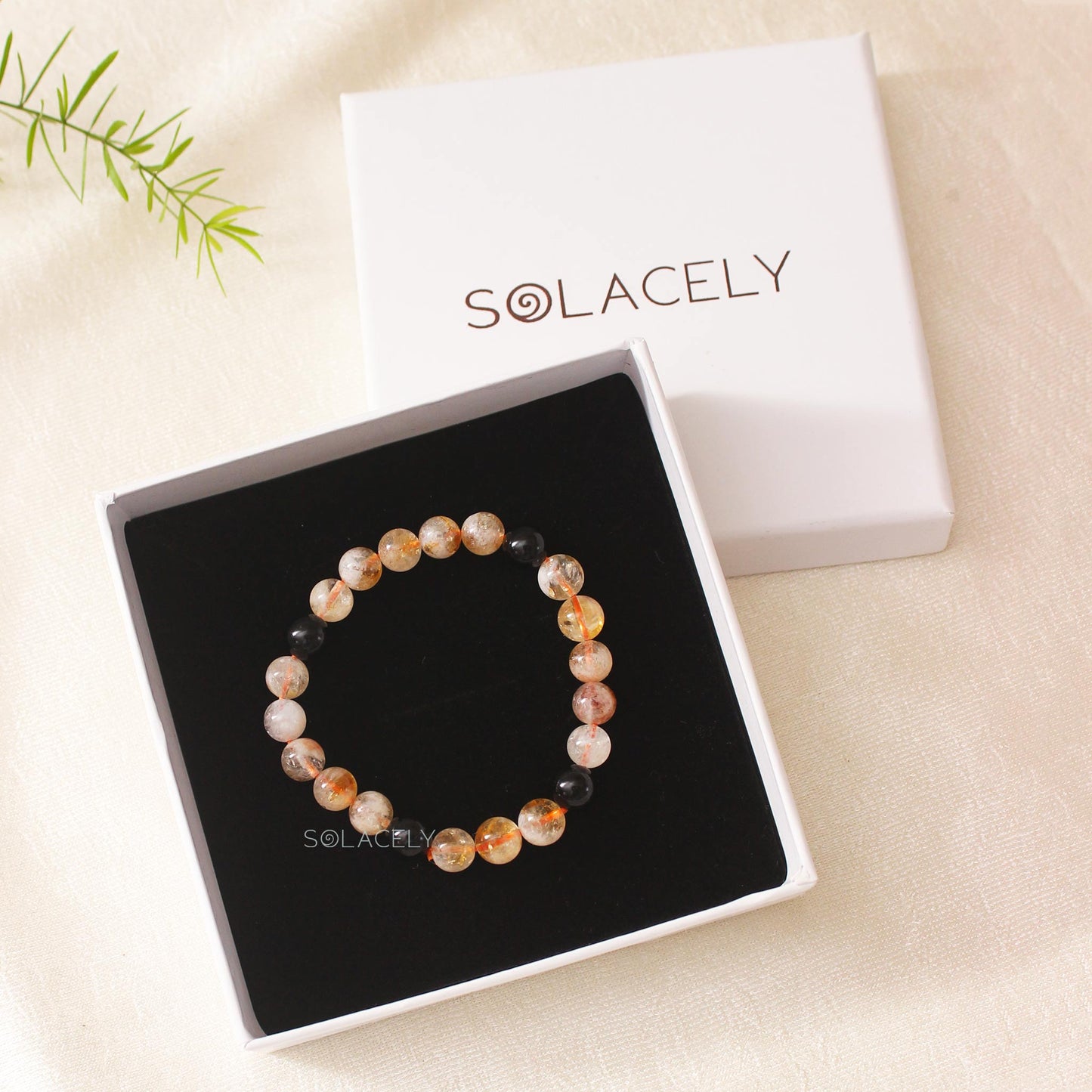 Black Tourmaline and Citrine Bracelet - 8mm beads
