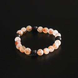 Black tourmaline and citrine 8mm beads bracelet