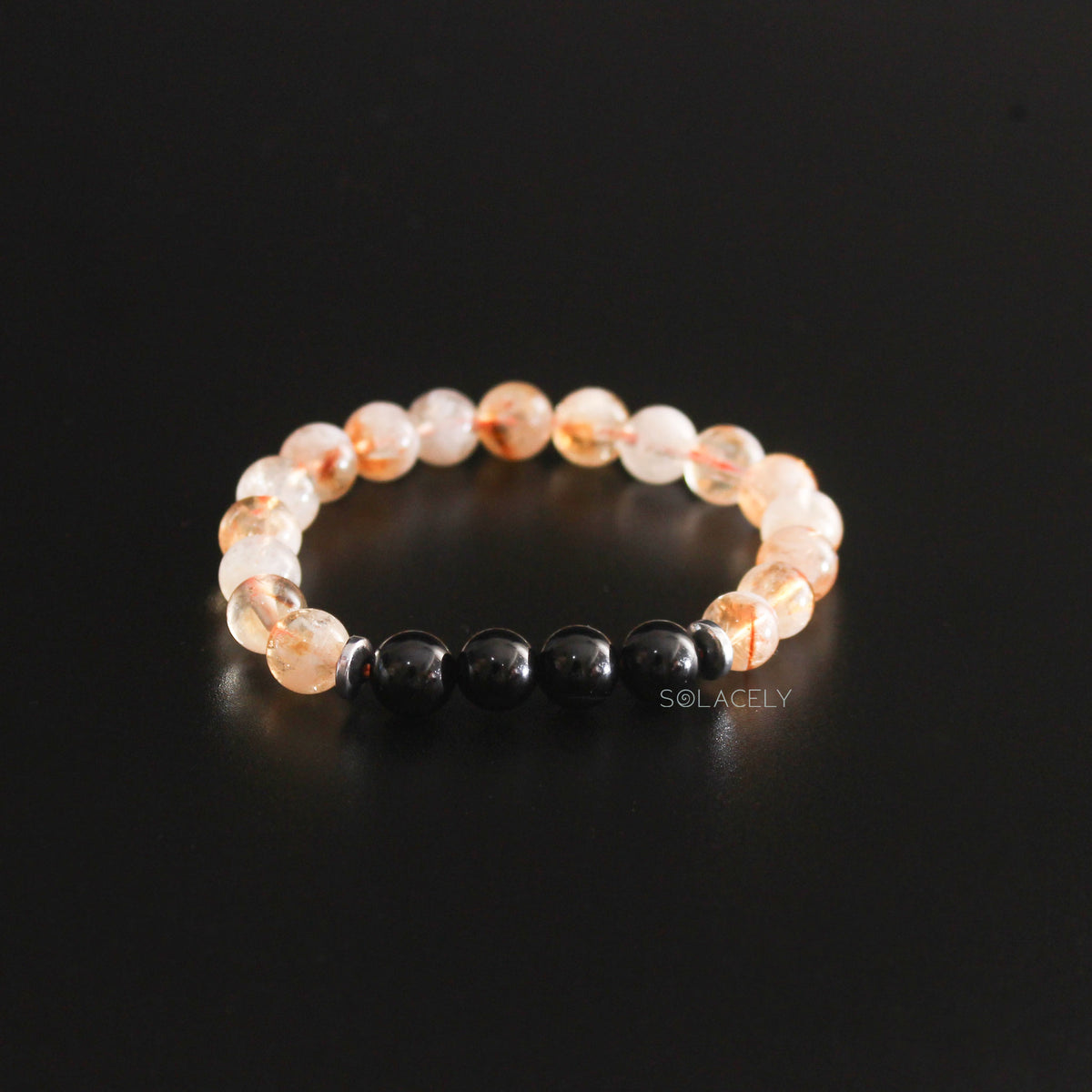 8mm black tourmaline citrine beads