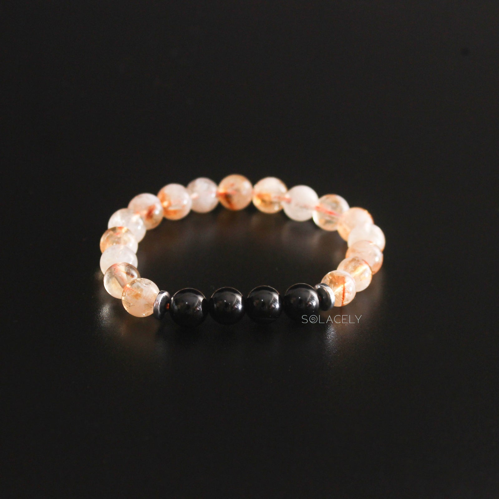 8mm black tourmaline citrine beads