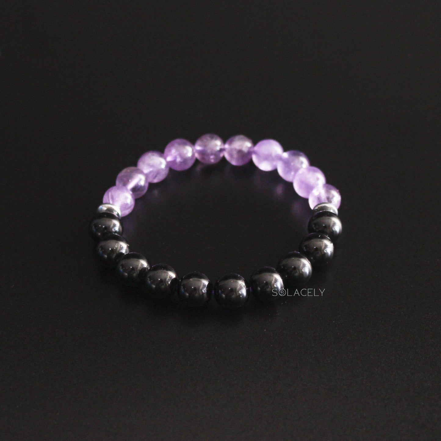 Amethyst and Black Tourmaline - 8mm Beads