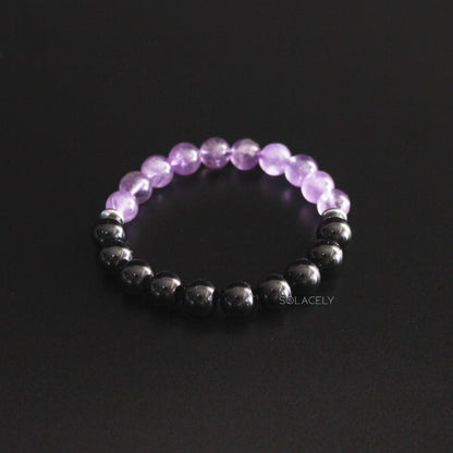 Amethyst and Black Tourmaline Bracelet