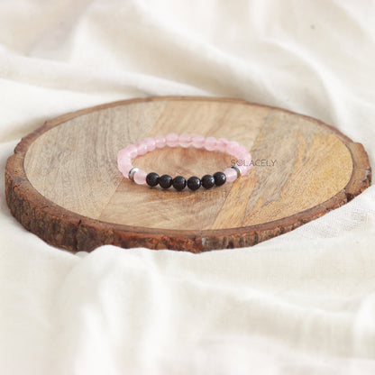 Rose Quartz and Black Tourmaline Matching Couple Bracelets - 6mm Beads