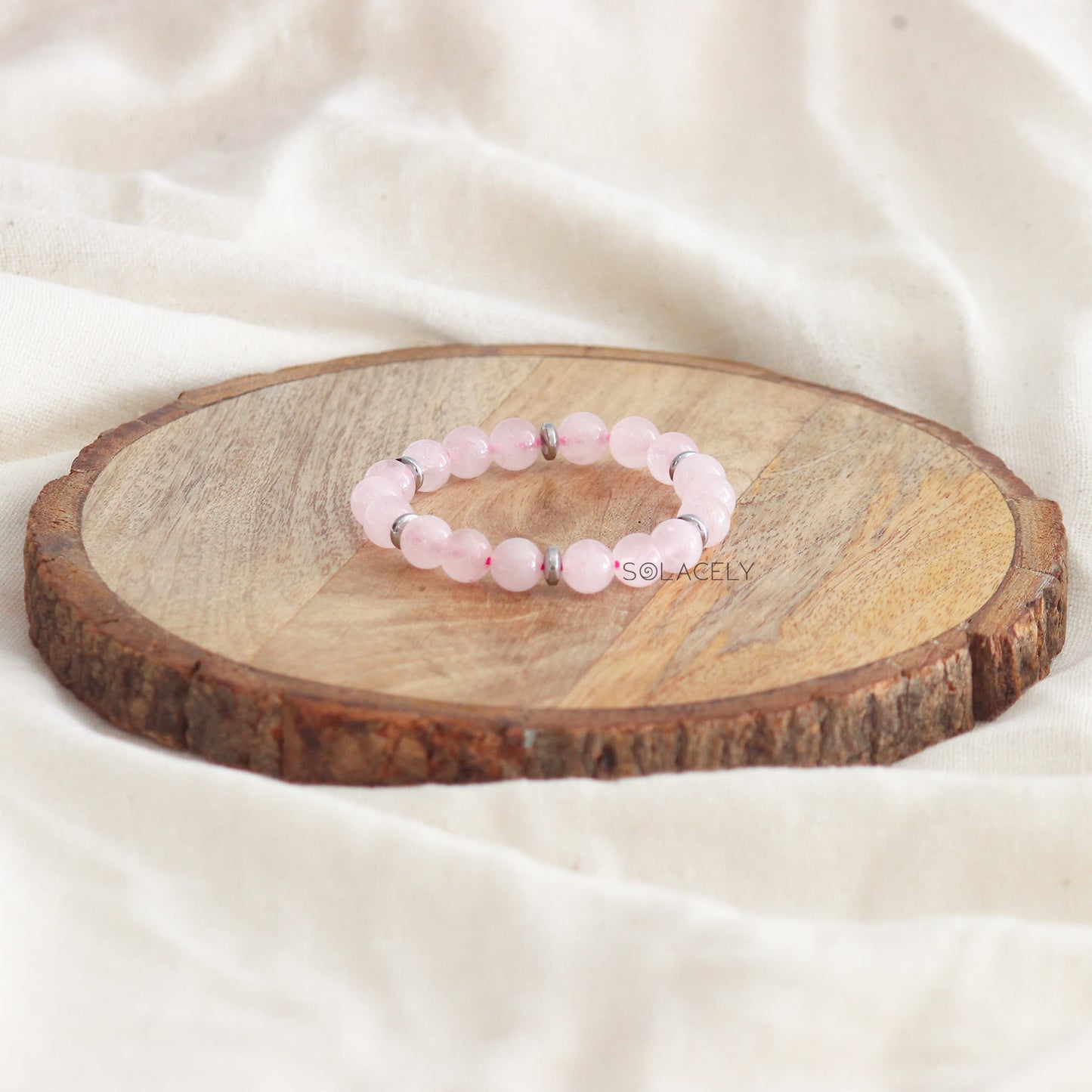 Rose Quartz Bracelet with Charms 8mm Beads