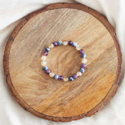 Anxiety and Stress Relief Bracelet on wooden base