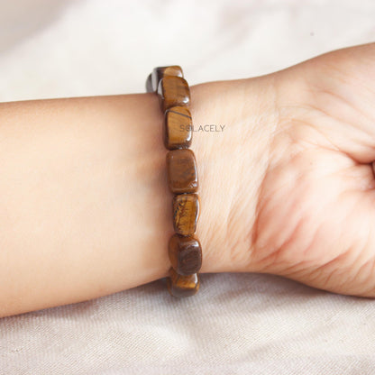 Tiger's Eye Tumble Crystal Bracelet on Wrist