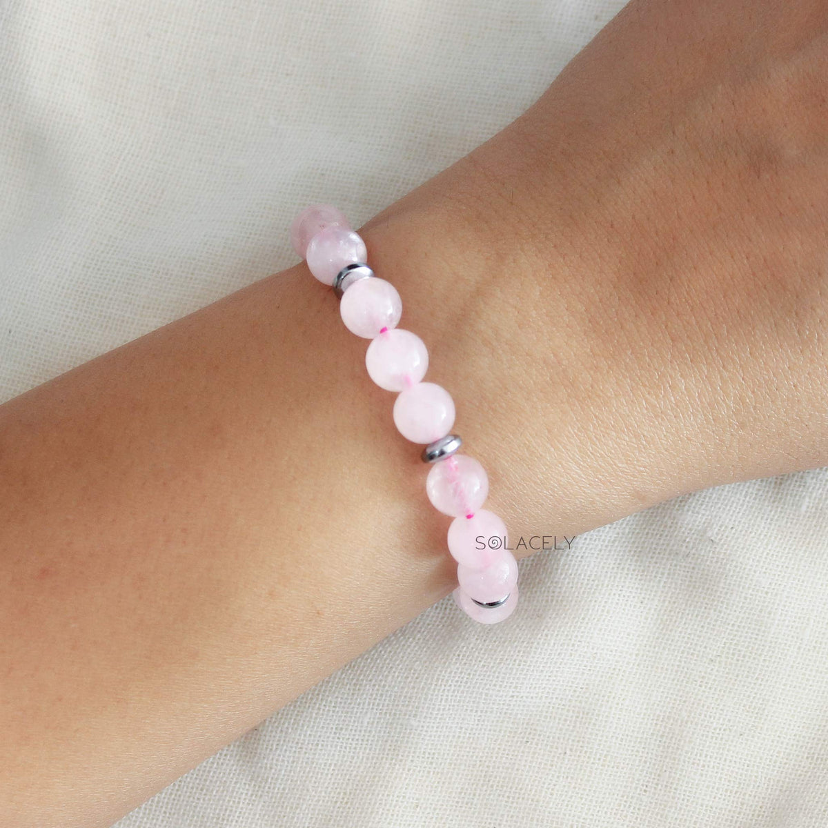 Rose Quartz 8mm Beads Bracelet with Charms 