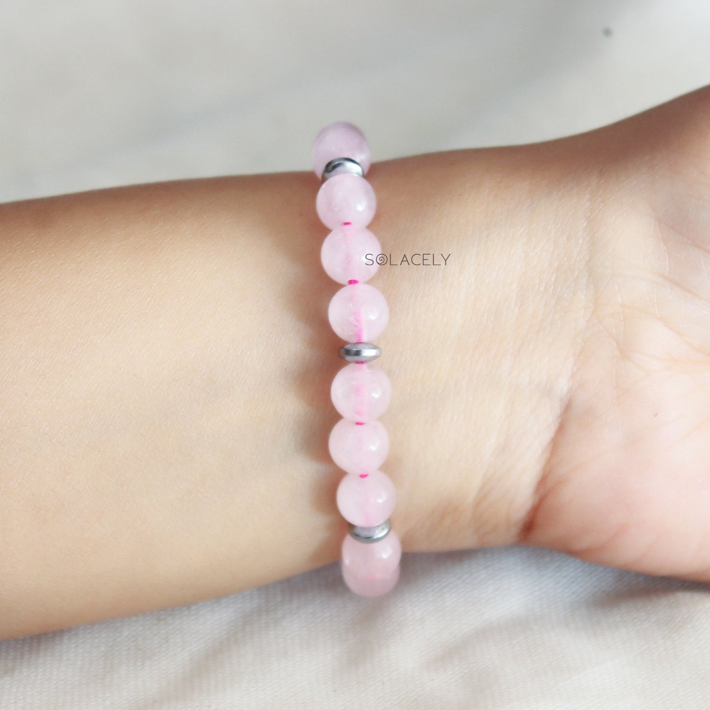 Rose Quartz Bracelet with Charms 8mm Beads