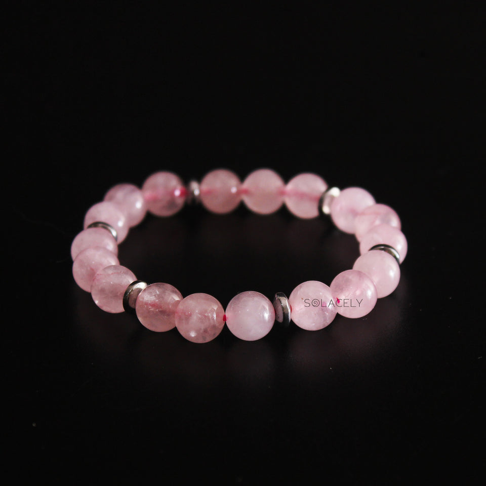 Rose Quartz Bracelet with Charms 8mm Beads