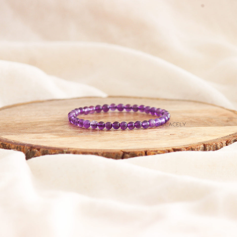 Amethyst Peace Bracelet - 4mm Beads