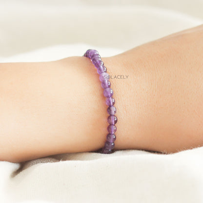4mm amethyst beaded bracelet