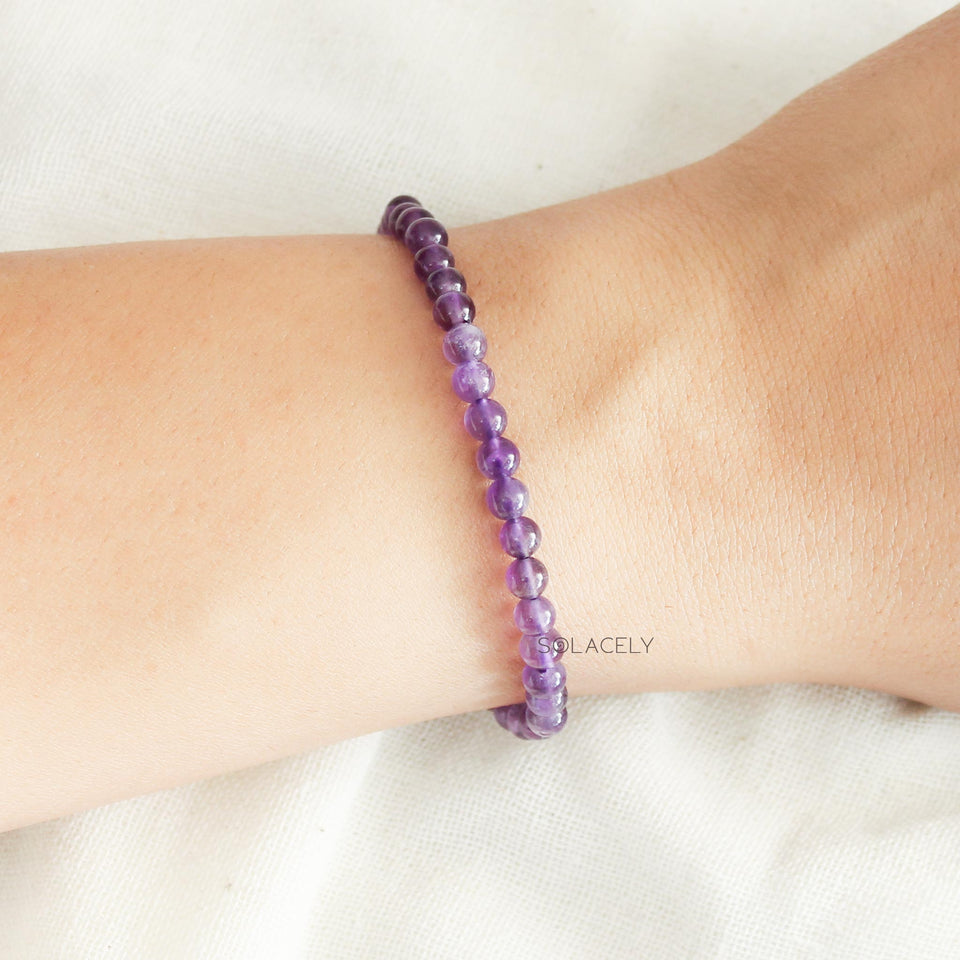 Amethyst Peace Bracelet - 4mm Beads
