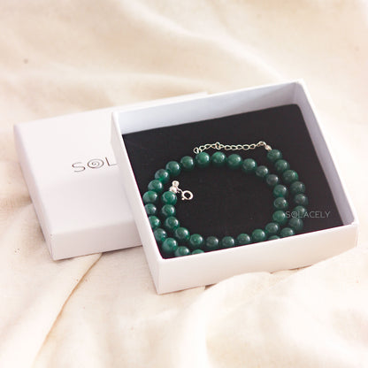 Green jade Beaded necklace in gift box