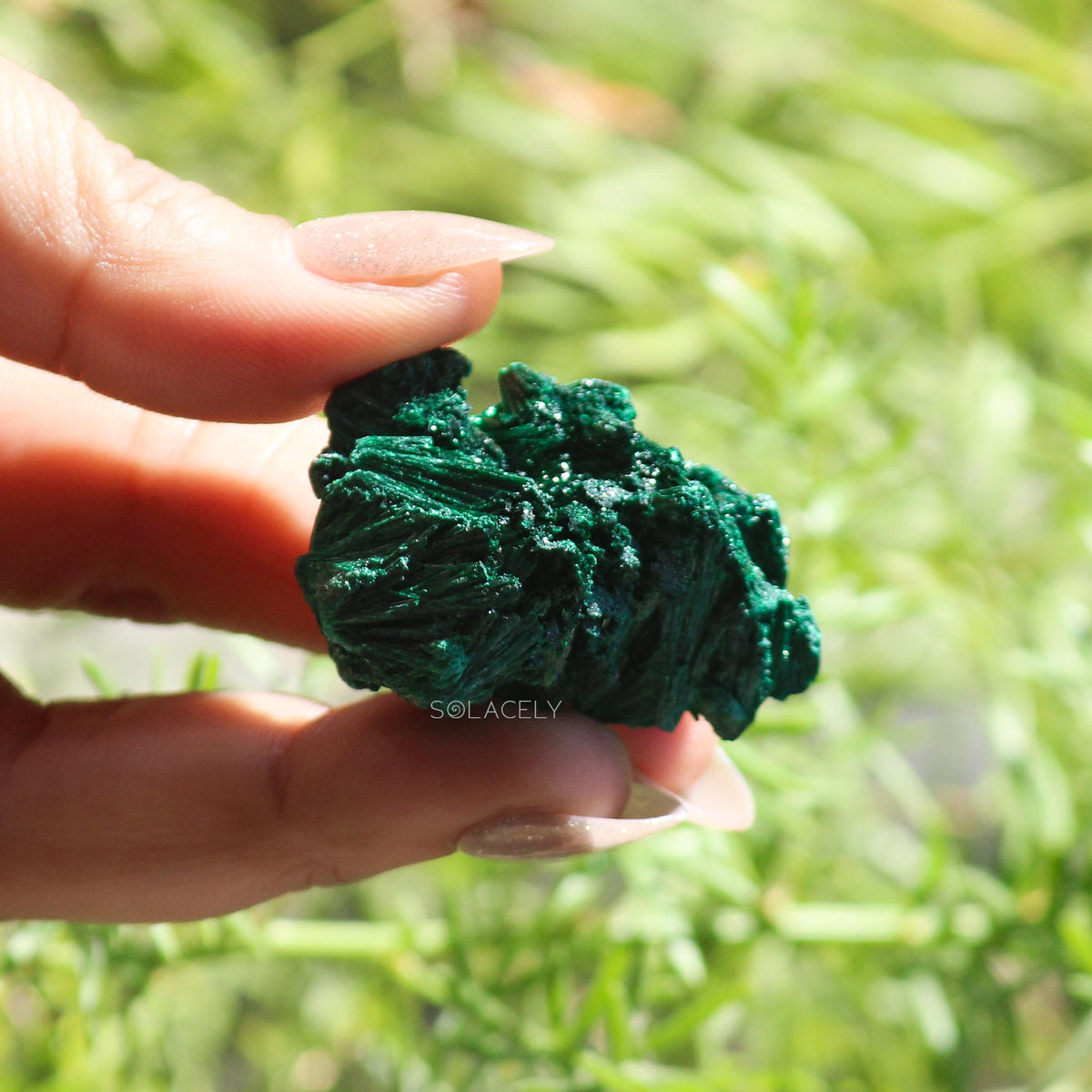 Fibrous malachite crystal