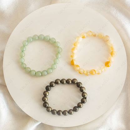 8mm prosperity bracelet green aventurine, citrine and pyrite
