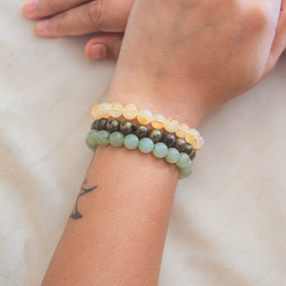 abundance luck citrine pyrite green aventurine 8mm beads